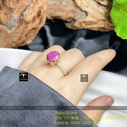 Nhẫn Ruby Nam Phi mài giác (facet), vàng 18k - Ảnh 2