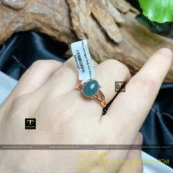 Nhẫn Cẩm thạch Lam ngọc, bạc 925, free size - Hình ảnh 2