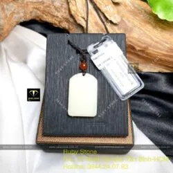 Mặt dây chuyền ngọc bích Hoà Điền, KT 19x28mm - Hình ảnh 4