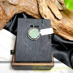 Mặt dây chuyền hoa mẫu đơn ngọc Cẩm thạch lam dầu, bạc 925