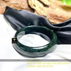 Vòng cẩm thạch sơn thuỷ xanh đen, ni tay 58mm - Hình ảnh 4