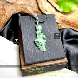Hồ ly ngọc Cẩm thạch sơn thuỷ, KT 39mm - Hình ảnh 2