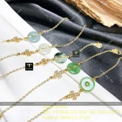Lắc tay đồng điếu ngọc Phỉ thuý, bạc 925