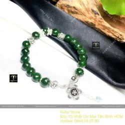 Chuỗi Ngọc bích Canada mài giác 8 ly, mix bạc 925 - Hình ảnh 2
