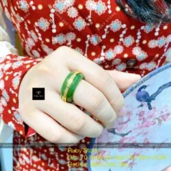 Nhẫn Ngọc bích Canada, 1 đường tấm ở giữa, vàng 18k - Hình ảnh 9