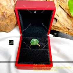 Nhẫn hoa hồng Ngọc Bích Canada, vàng 18k - Hình ảnh 9