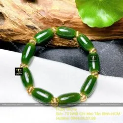 Vòng chuỗi lu thống Ngọc Bích Canada, bi vàng 18k