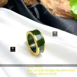 Nhẫn nam Ngọc Bích Canada xanh đậm, vàng 18k - Hình ảnh 3