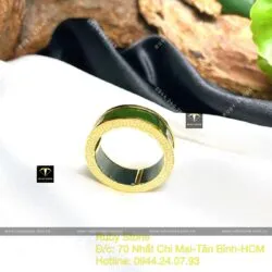 Nhẫn nam Ngọc Bích Canada xanh đậm, vàng 18k - Hình ảnh 6