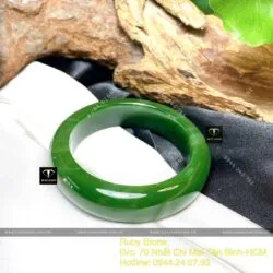 Vòng tay Ngọc Bích Canada xanh lá, ni tay 53mm - Hình ảnh 7