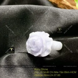 Nhẫn Hoa mẫu đơn Ngọc Cẩm Thạch tử la lan - Ảnh 6