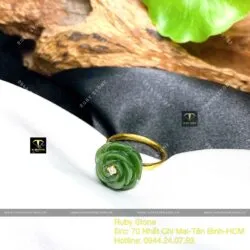Nhẫn hoa hồng Ngọc Bích Canada, vàng 18k - Hình ảnh 6