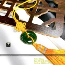 Đồng điếu Ngọc Bích treo xe hơi - Bình an, may mắn, ĐK 28mm - Hình ảnh 4