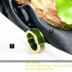 Nhẫn nam Ngọc Bích Canada xanh đậm, vàng 18k - Hình ảnh 4