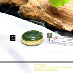 Nhẫn Ngọc Bích Canada, 2 đường tấm ở giữa, vàng 18k - Hình ảnh 2
