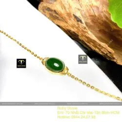 Lắc tay oval ngọc bích Canada, vàng 18k - Ảnh 5