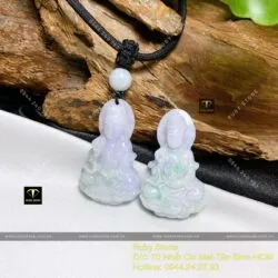 Phật Quan Thế Âm Bồ Tát Ngọc Cẩm Thạch Tử La Lan điểm lý, KT 39mm - Ảnh 2