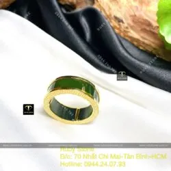 Nhẫn nam Ngọc Bích Canada xanh đậm, vàng 18k - Hình ảnh 7