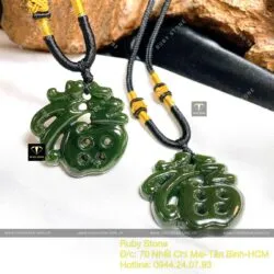 Chữ Phúc ngọc bích Canada tạc tay tinh xảo, KT 35mm