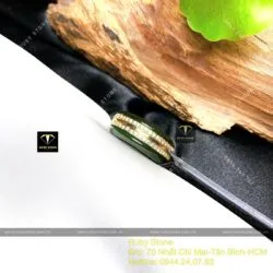 Nhẫn Ngọc Bích Canada, 2 đường tấm ở giữa, vàng 18k - Hình ảnh 7