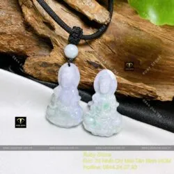 Phật Quan Thế Âm Bồ Tát Ngọc Cẩm Thạch Tử La Lan điểm lý, KT 39mm - Ảnh 3