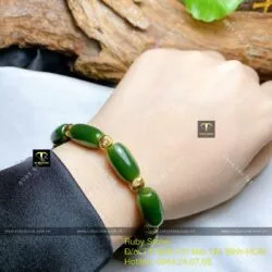 Vòng chuỗi lu thống Ngọc Bích Canada, bi vàng 18k - Hình ảnh 3