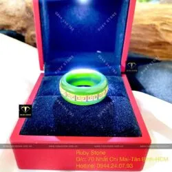 Nhẫn Ngọc Bích Canada rãnh hoa văn, vàng 18k - Hình ảnh 8