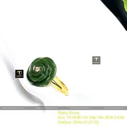 Nhẫn hoa hồng Ngọc Bích Canada, vàng 18k - Hình ảnh 7