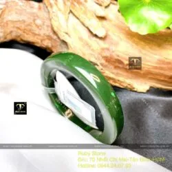 Vòng tay bản liền Ngọc Bích xanh lý đậm - Hình ảnh 6