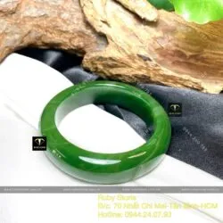 Vòng tay Ngọc Bích Canada xanh lá, ni tay 53mm - Hình ảnh 4
