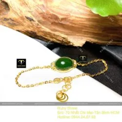 Lắc tay oval ngọc bích Canada, vàng 18k - Ảnh 2