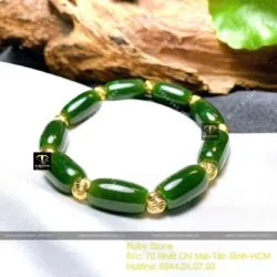 Vòng chuỗi lu thống Ngọc Bích Canada, bi vàng 18k - Hình ảnh 5