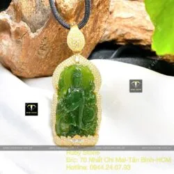 Phật Quan Thế Âm Bồ Tát Ngọc Bích Canada, vàng 18k - Ảnh 3