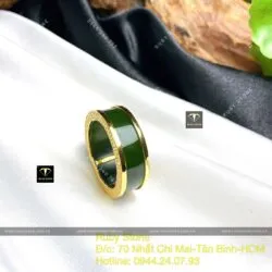 Nhẫn nam Ngọc Bích Canada xanh đậm, vàng 18k