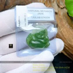 Phật Di Lặc Ngọc bích Canada xanh lá, KT 24mm