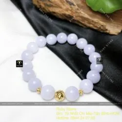Chuỗi tay Ngọc cẩm thạch tử la lan Myanmar 10 ly, bi vàng 18k - Hình ảnh 5