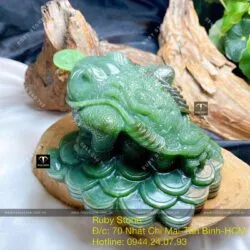 Thiềm thừ Ngọc bích Canada chạm tay tinh xảo, KT 7x10x10cm - Ảnh 3