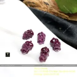 Tỳ hưu Ruby Nam Phi chạm tinh xảo, KT 19mm - Ảnh 4