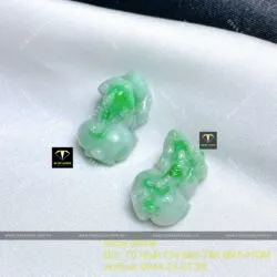 Tỳ Hưu Ngọc Cẩm Thạch xanh lý táo chạm tay tinh xảo, KT 21mm - Hình ảnh 3