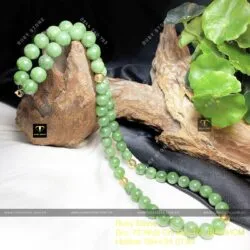 Chuỗi cổ Ngọc bích Canada 10 ly, bi vàng 18k - Ảnh 4