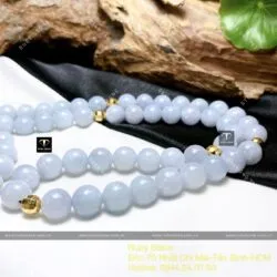 Bộ sản phẩm vòng cổ và vòng chuỗi Lam Ngọc Myanmar 9,4 ly, bi vàng 18k - Hình ảnh 3