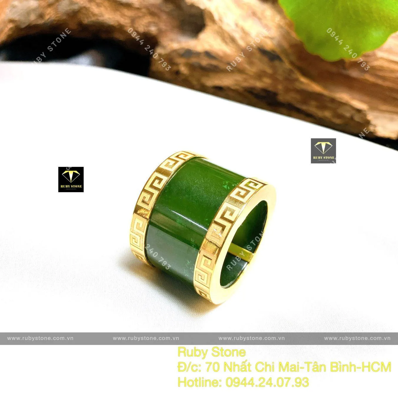 Nhẫn Càn long Ngọc bích Canada, vàng 18k Nhẫn Càn long Ngọc bích Canada, vàng 18k - Ảnh 7