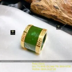 Nhẫn Càn long Ngọc bích Canada, vàng 18k Nhẫn Càn long Ngọc bích Canada, vàng 18k