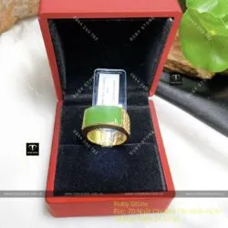 Nhẫn yên ngựa Ngọc bích Canada, vàng 18k (750) - Hình ảnh 7