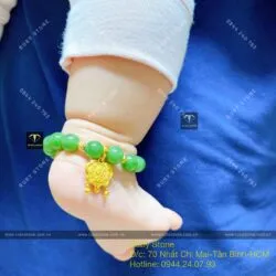 Vòng ngọc bích Canada mix khoá trường mệnh, vàng 18k cho bé yêu - Hình ảnh 8