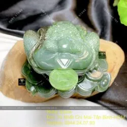Thiềm thừ Ngọc bích Canada chạm tay tinh xảo, KT 7x10x10cm - Ảnh 5