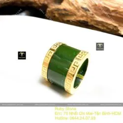 Nhẫn Càn long Ngọc bích Canada, vàng 18k Nhẫn Càn long Ngọc bích Canada, vàng 18k