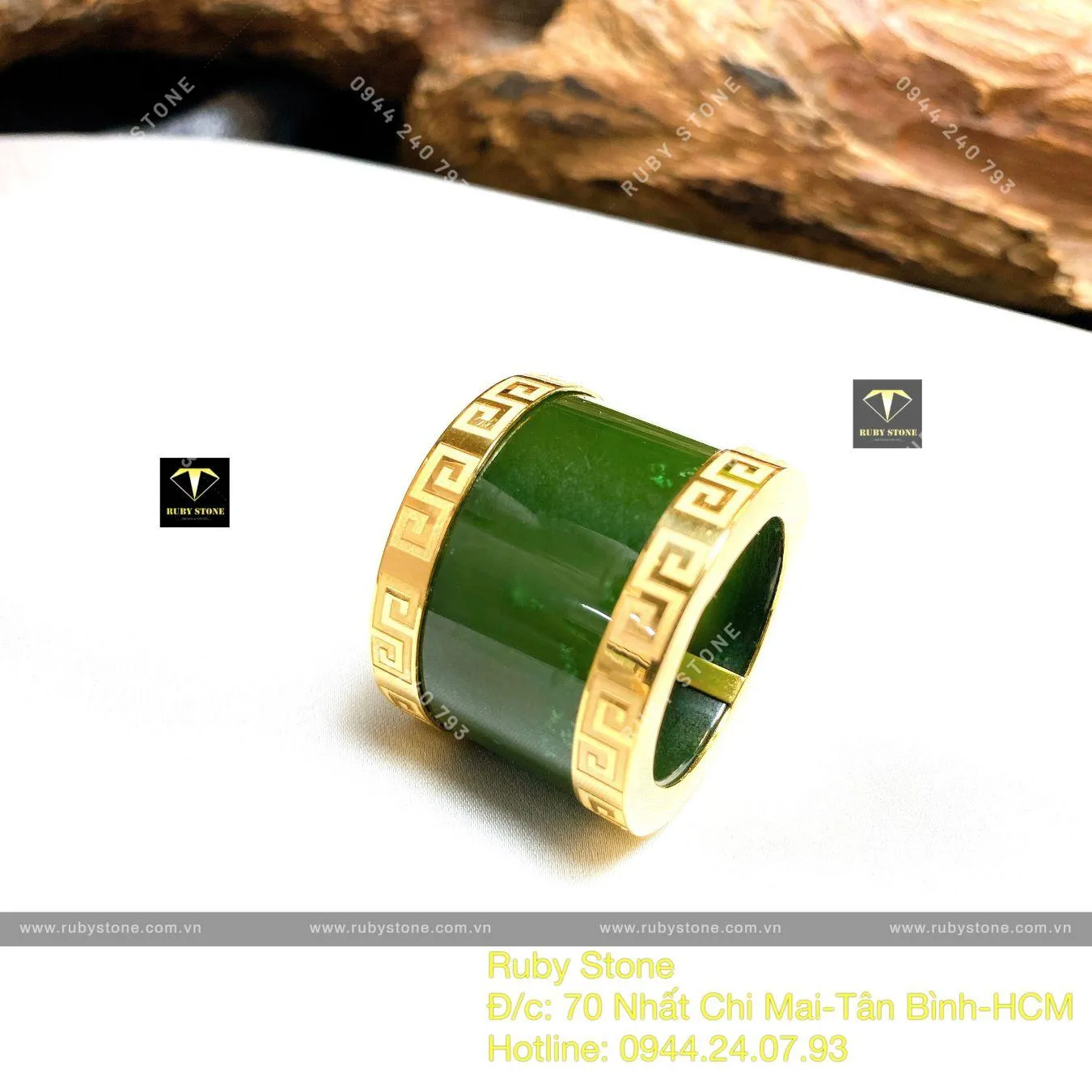 Nhẫn Càn long Ngọc bích Canada, vàng 18k Nhẫn Càn long Ngọc bích Canada, vàng 18k - Ảnh 9