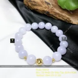 Chuỗi tay Ngọc cẩm thạch tử la lan Myanmar 10 ly, bi vàng 18k - Hình ảnh 2