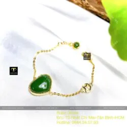 Lắc tay trái tim Ngọc bích Canada, vàng 18k - Ảnh 2
